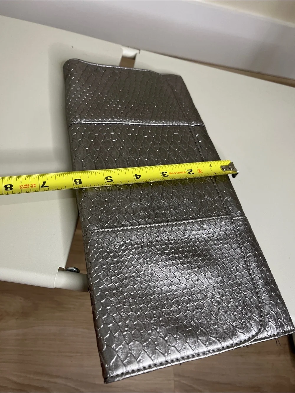 Deena & Ozzy Silver Snake-Embossed Clutch